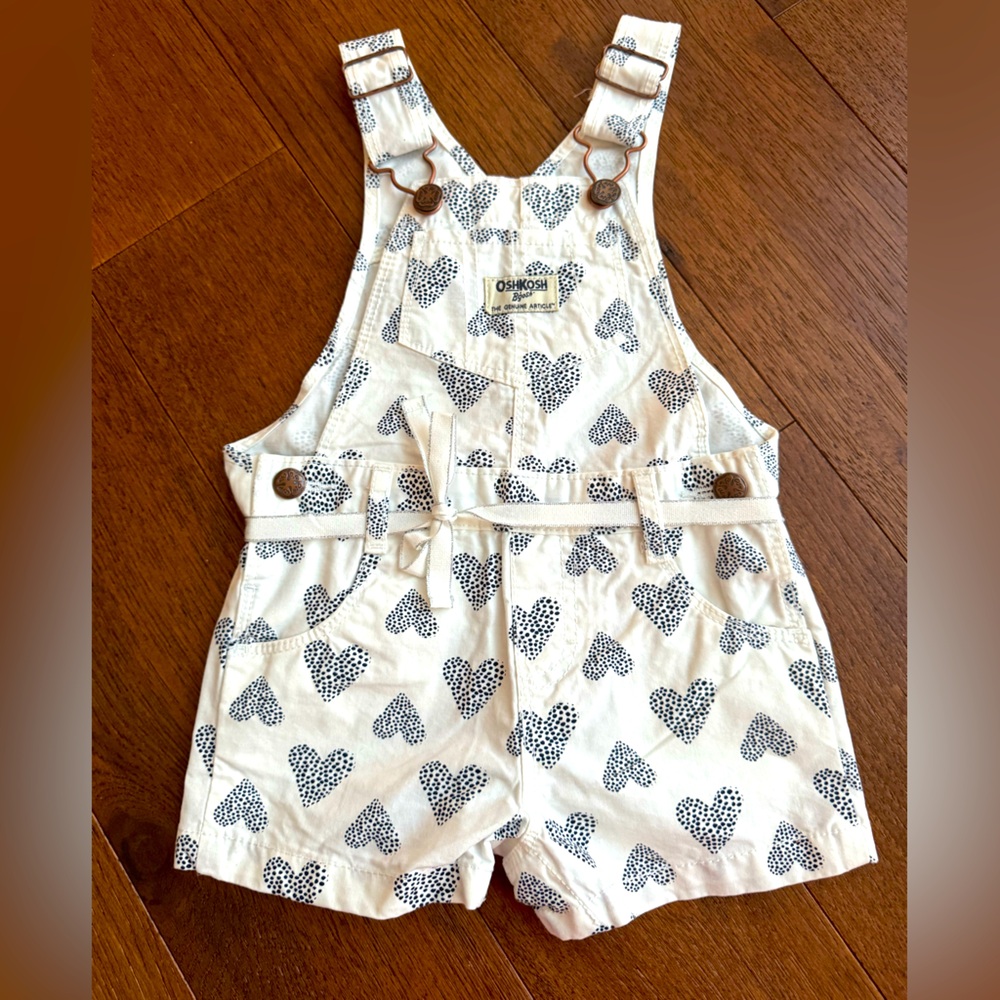 OshKosh B'gosh White Heart Print Kids Overalls